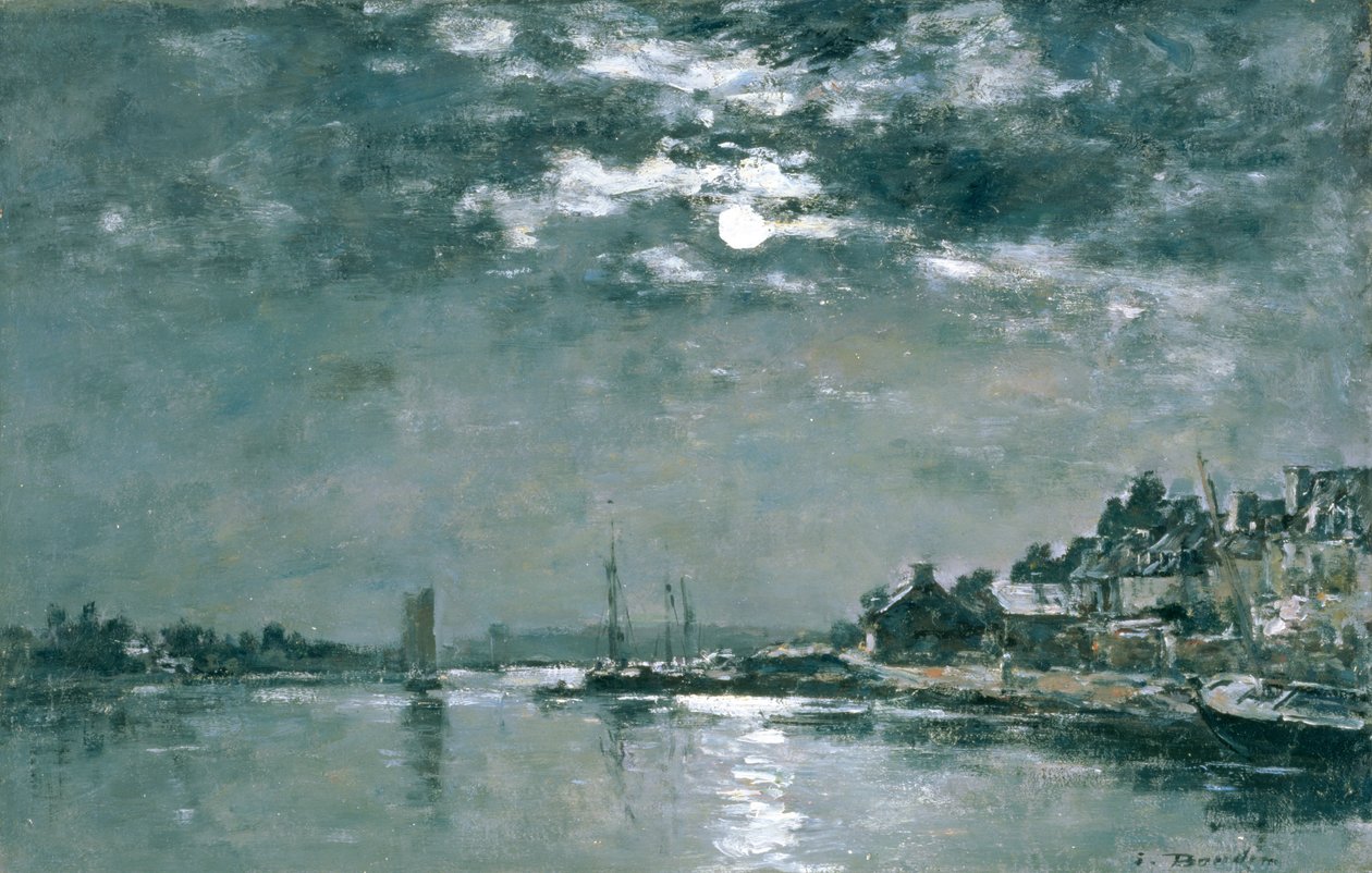 Mondscheinlandschaft am Meer von Eugene Louis Boudin
