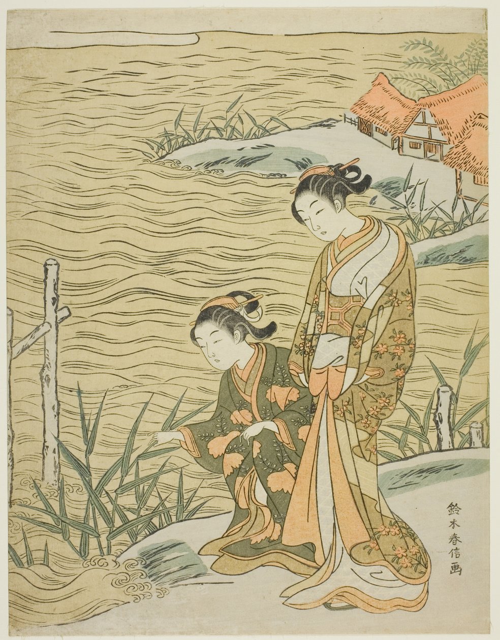 Zwei Frauen am Wasser von Suzuki Harunobu