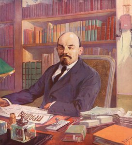 Russischer Bolschewikenführer Lenin in seinem Büro im Kreml, Moskau, UdSSR
