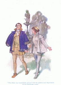 Der Herzog war wunderbar erfreut über die Ansprache und das Benehmen dieses hübschen Jungen (Was ihr wollt), aus Tales from Shakespeare, veröffentlicht von Ward Lock & Co Ltd