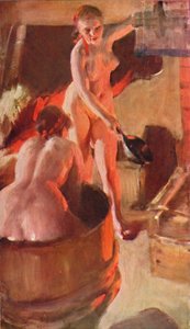 Mädchen aus Dalarna beim Baden, 1908, 1931