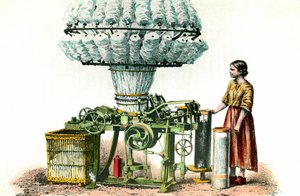 Habner-Kamm zum Spinnen von Wolle. Gravur des 19. Jahrhunderts Private Sammlung.