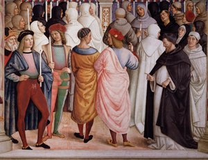 Pius II. kanonisierte St. Katharina von Siena im Jahr 1461 (Detail) von Bernardino di Betto Pinturicchio