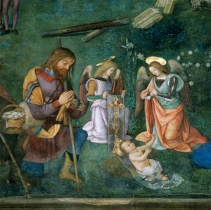 Christuskind (Detail der Geburt Christi) von Bernardino di Betto Pinturicchio