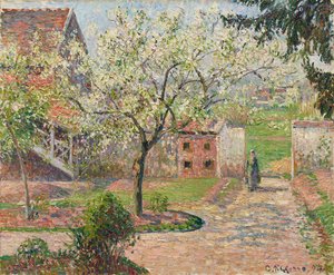 Blühende Pflaumenbäume, Éragny. Das Haus des Malers, 1894