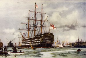 Die Victory in Portsmouth, kam im November 1812 aus dem letzten Einsatz in den Hafen