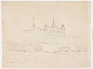 Studie für die Glyptothek "Herbstlandschaft. Schloss Frederiksborg im Hintergrund" von Christen Købke