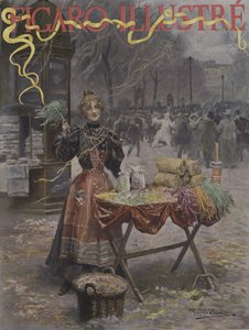 Kaufen Sie mir Konfetti! Titelblatt von Le Figaro Illustré, Februar 1897