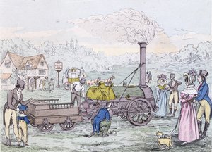 Lokomotivmaschine, die Rocket im Jahr 1830, gebaut von George Stephenson (1781-1848) (Aquatinta)