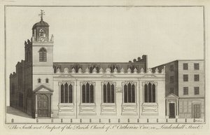 Die Südwestansicht der Pfarrkirche St. Catherine Cree in Leadenhall Street, London