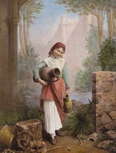 Italienisches Mädchen sammelt Wasser