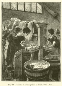 Werkstatt zum Seifenmachen in einer öffentlichen Waschküche in Paris