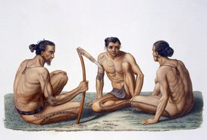 Einheimische der Insel Oualan, Karolinen-Archipel, 1826
