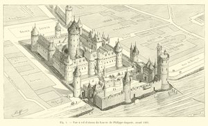 Vogelperspektive des Louvre von Philippe-Auguste, vor 1362