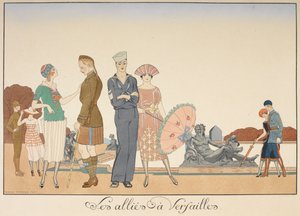 Die Alliierten in Versailles. Verschiedene Darstellungen von Soldaten der Alliierten.