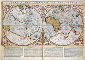 Doppel-Hemisphären-Weltkarte, 1587