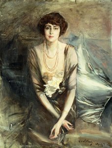 Porträt von Mrs. George McFadden, sitzend, dreiviertel Länge