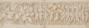Römische Kavallerie (LXV); ein abgetrennter Kopf (von Guerra als Gefangener interpretiert) und ein deutscher Gefangener werden vor den Kaiser gebracht (LXVI); vorrückende Römer (LXVII)
