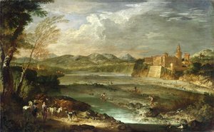 Das Tal von Trebbia mit dem Schloss von Rivalta