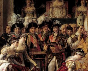 Der Ritus Napoleons. Detail, das Josephine, seine Anhänger und Philippe Henri, Marquis von Segur (1724-1801) darstellt
