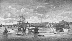 Woolwich Dockyard von der Themse, ca. 1750, 1912