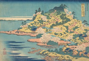 Tenpozan an der Mündung des Aji-Flusses in der Provinz Settsu, 1827-30 von Katsushika Hokusai