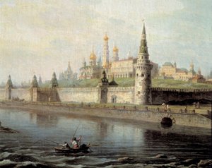 Ansicht des Kremls in Moskau vom Kammeny-Berg aus