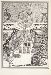 Der Löwe und seine Gefährten, Frontispiz, aus Fontaine Fables, veröffentlicht 1905