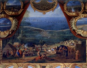 Die Taten von Prinz Louis II. von Bourbon Condé (bekannt als der Große Condé) (1621-1686): Schlacht von Dünkirchen und Furnes (1646) während des Dreißigjährigen Krieges. Gemälde von Savior Le Conte (1659-1694)