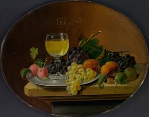 Stillleben mit Obst und Weinglas, 1865-70