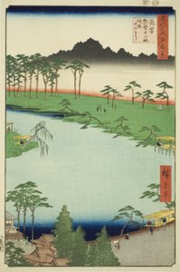 Kumano Junisha-Schrein in Tsunohazu, allgemein bekannt als Juniso, aus der Serie "Hundert berühmte Ansichten von Edo"
