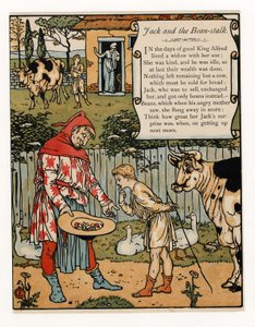 Jack verkauft seine Kuh für Bohnen, aus Das Blaue Bart Bilderbuch, veröffentlicht 1879