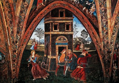 Martyrium der Heiligen Barbara (Fresko, Halle der Heiligen, Borgia Apartments, Apostolischer Palast, Vatikanstadt) von Bernardino di Betto Pinturicchio