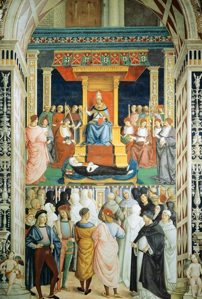 Pius II. kanonisiert die heilige Katharina von Siena im Jahr 1461 von Bernardino di Betto Pinturicchio