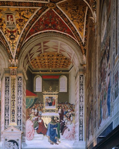 Geschichten von Pius II: Piccolomini zum Kardinal gewählt von Bernardino di Betto Pinturicchio
