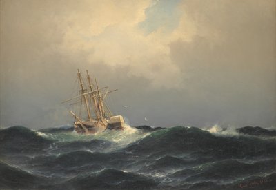 Ein Dampfschiff in einem Sturm im Atlantik von Carl Bille