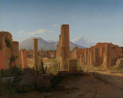 Das Forum in Pompeji mit dem Vesuv im Hintergrund von Christen Schjellerup Købke