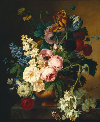 Blumenstrauß auf einem Marmortisch von Christiaan van Pol