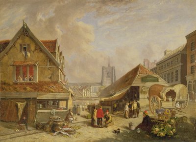 Der alte Fischmarkt, Norwich, 1825 von David Hodgson