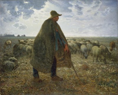 Hirte, der seine Herde hütet von Jean Francois Millet