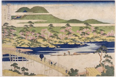 Brücke des reflektierten Mondes, Arashiyama in Yamashiro von Katsushika Hokusai